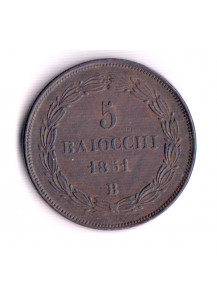 1851 - Stato Pontificio Pio IX 5 Baiocchi 2 Tipo BB+